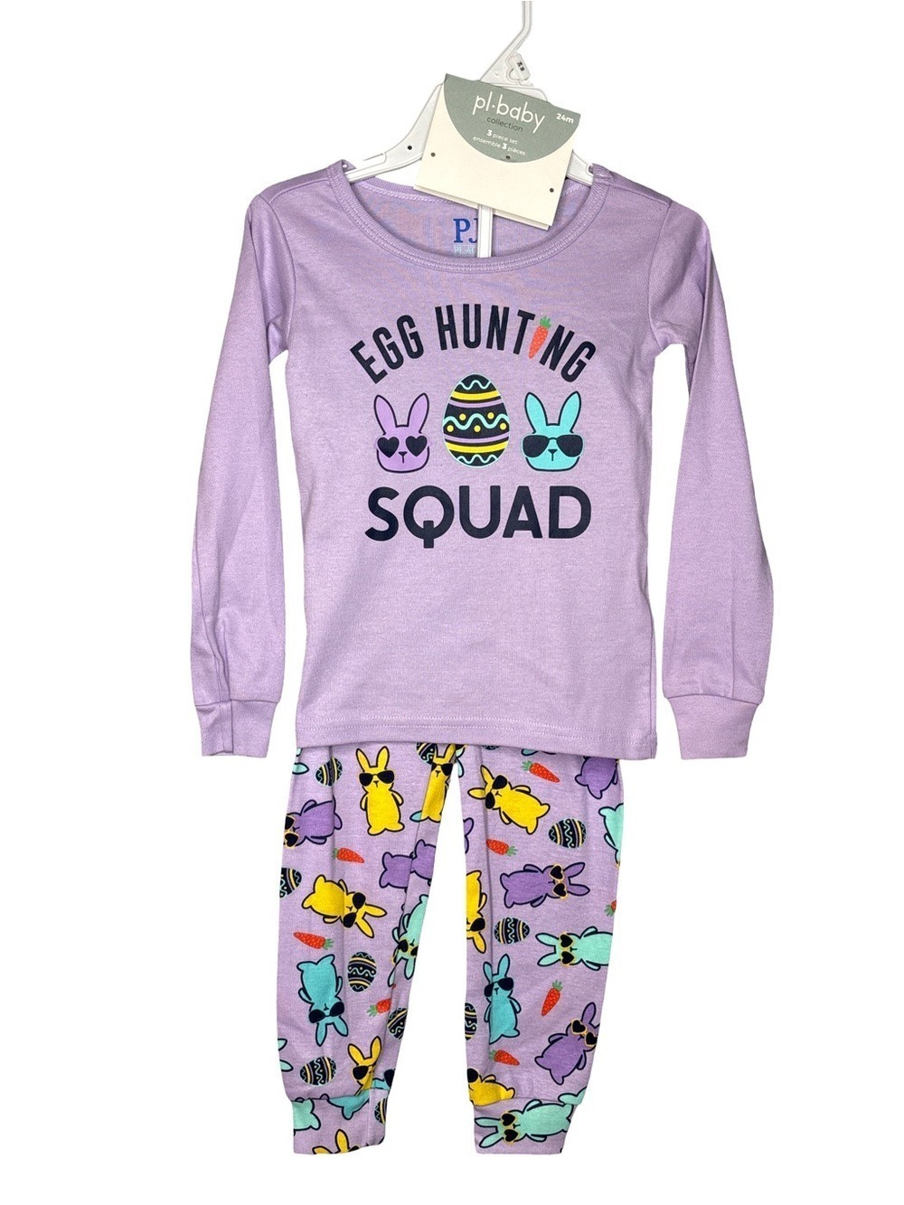 P J Place Lavender Egg Hunting Pajama Set Kids 2T NWT
